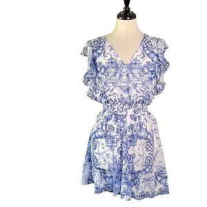 Express Blue and White Floral Mini Dress